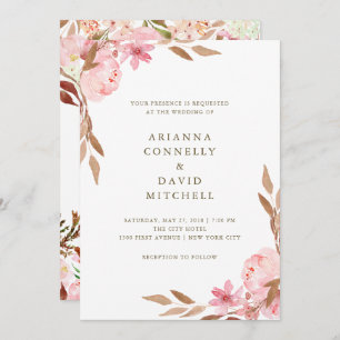 Invitation Blossoms bleus  Mariage floral d'aquarelle