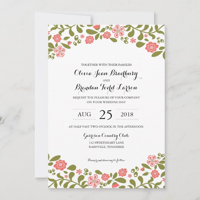 Invitation Blossoms fleurs sauvages | MARIAGE (Devant)