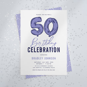 Invitation Blue 50th Birthday Party