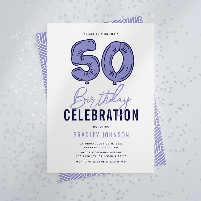 Invitation Blue 50th Birthday Party (Créateur téléchargé)
