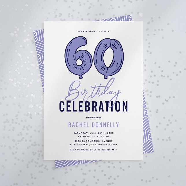 Invitation Blue 60th Birthday Party (Créateur téléchargé)