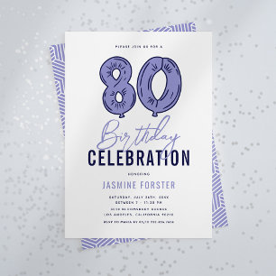 Invitation Blue 80th Birthday Party