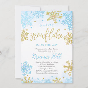 Invitation Blue A Little Snowflake Baby shower
