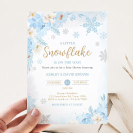 Invitation Blue A Little Snowflake Baby shower