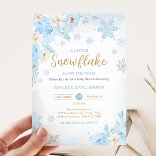 Invitation Blue A Little Snowflake Baby shower