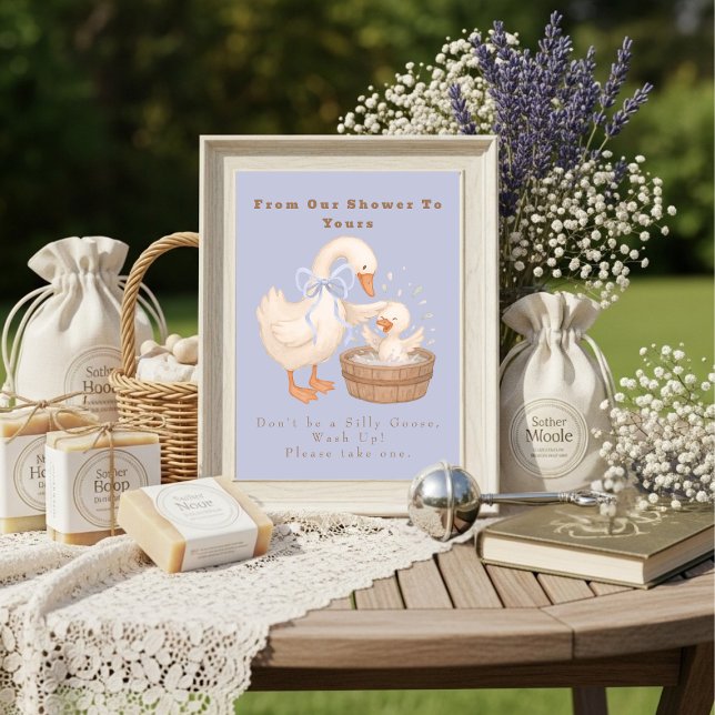 Invitation Blue A Silly Goose From Our Shower To Yours Sign (Blue A Silly Goose From Our Shower To Yours Sign)