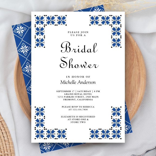 Invitation Blue and Black Ukrainian Embroidery Bridal Shower (Créateur téléchargé)