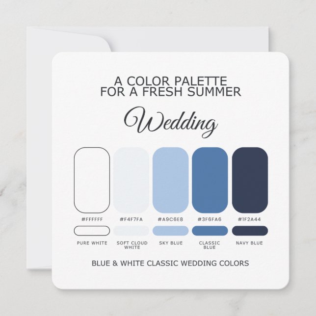 Invitation Blue and White Classic Wedding Color Palette Card (Devant)
