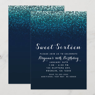 Invitation Blue Aqua Navy Parties scintillant Sparkle Sweet 1