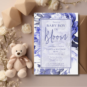 Invitation Blue Baby Boy in Bloom Baby shower