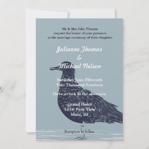 Invitation Blue Beach Bird Mariage