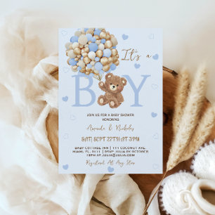 Invitation Blue Bear C'est un Baby shower garçon