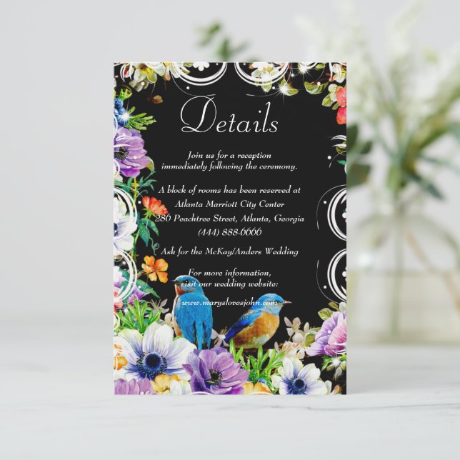 Invitation Blue Birds & Botanical Mariage Détails Botanique B (Debout devant)