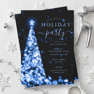 Invitation Blue Black Christmas Tree Company