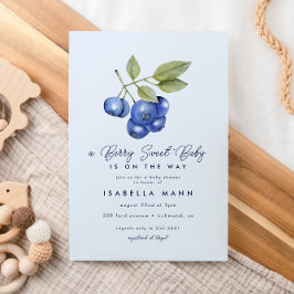Invitation Blue Blueberry Berry Baby shower sucré