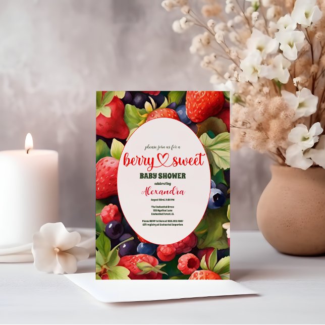 Invitation Blue Blueberry Berry Baby shower sucré (Créateur téléchargé)