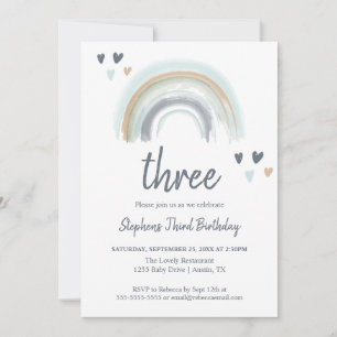 Invitation Blue Boho Rainbow 2e fête d'anniversaire