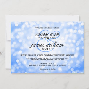 Invitation Blue Bokeh éclaire un mariage élégant