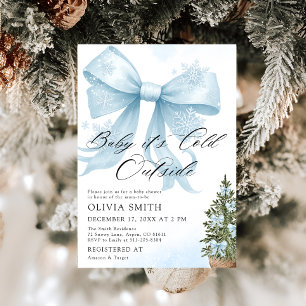 Invitation Blue Bow Baby Il fait froid dehors Baby shower