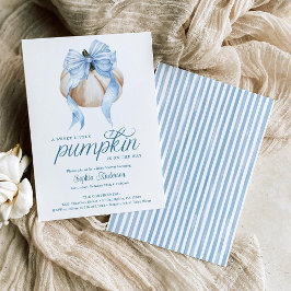 Invitation Blue Bow Little Citrouille Baby shower garçon