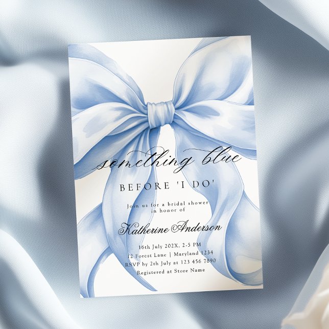 Invitation Blue Bow Quelque chose de bleu avant de faire Fête (Créateur téléchargé)