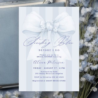 Invitation Blue bow something blue before I do bridal shower