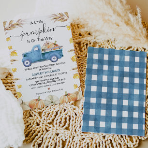 Invitation Blue Boy's Little Citrouille Truck Baby shower