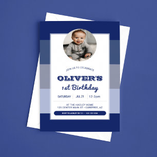 Invitation Blue Boys Photo 1er anniversaire