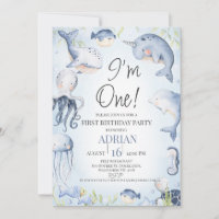 Blue Boys Under the Sea Créatures 1er anniversaire