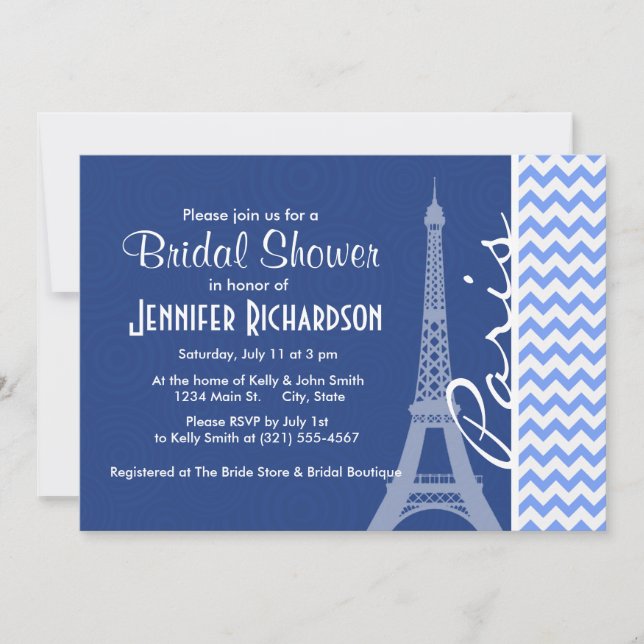 Invitation Blue Chevron ; Paris (Devant)