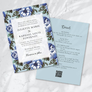 Invitation Blue Chinoiserie Floral tout en un Mariage