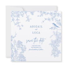 Blue Chinoiserie Toile de Jouy Mariage Date de sau