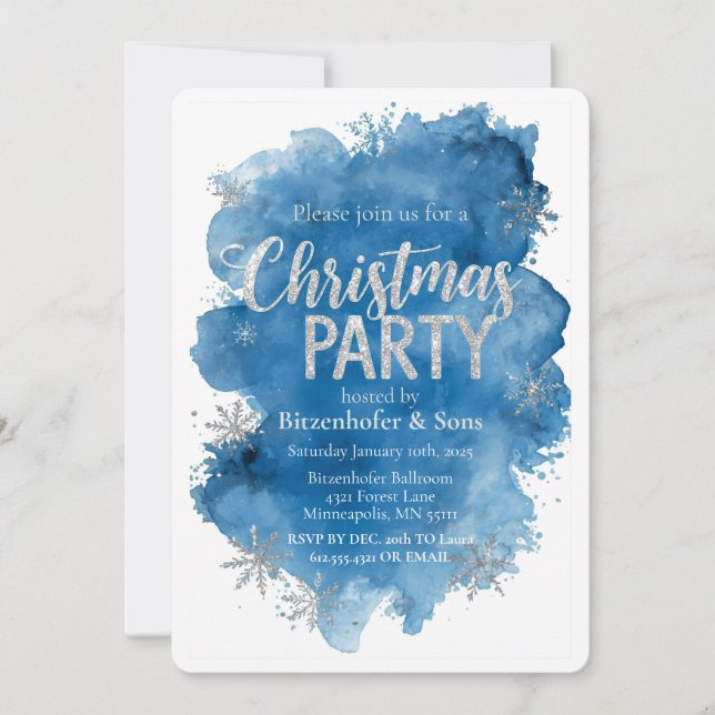 Invitation Blue Christmas Party (Devant)