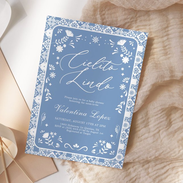 Invitation Blue Cielito Lindo Talavera Baby Shower (Créateur téléchargé)