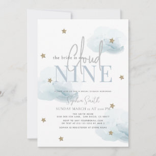 Invitation Blue Cloud 9 Gold Stars Fête des mariées Aquarelle