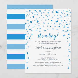 Invitation Blue Confetti C'est un Baby shower garçon