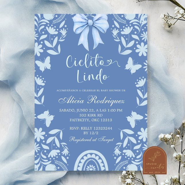 Invitation Blue Coquette Talavera Cielito Lindo Baby Shower (Créateur téléchargé)