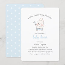Blue Cute Bunny Aquarelle Simple Baby shower garço