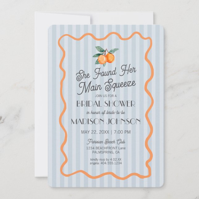 Invitation Blue Cutie Pastel Main Squeeze Thème Fête des mari (Devant)