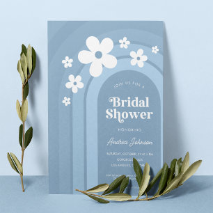 Invitation Blue Daisy Boho Rainbow Ombre les années 70 Fête d