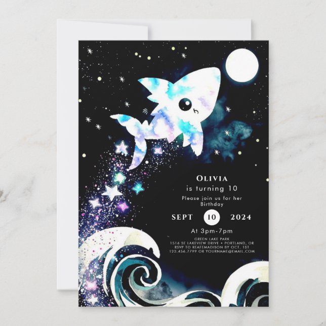 Invitation Blue Deepsea, le requin des enfants, anniversaire (Devant)