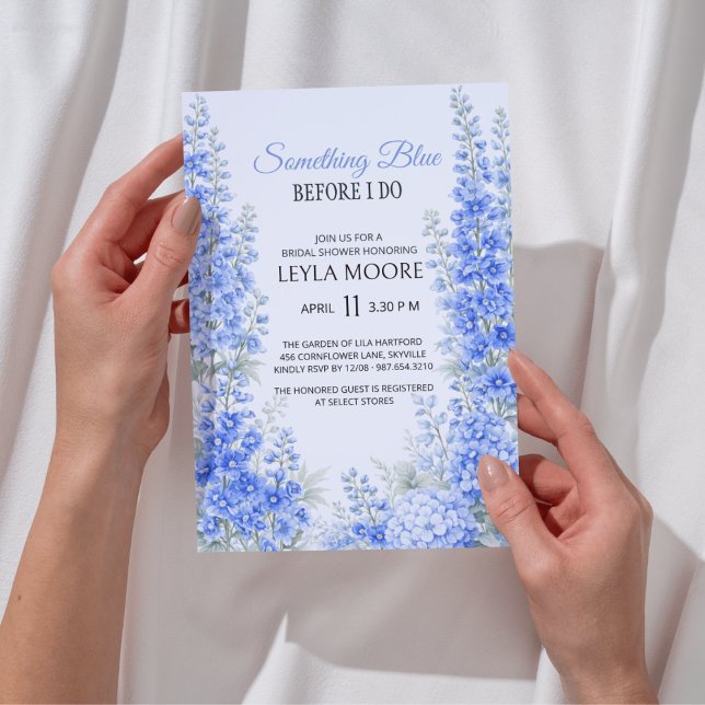 Invitation Blue Delphinium Bridal Shower Something Blue (Blue Delphinium Bridal Shower Something Blue Invitation
)