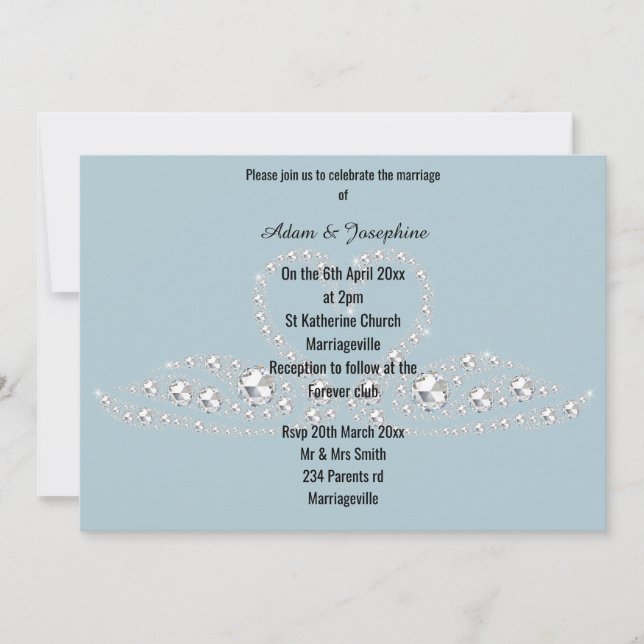 INVITATION BLUE DIAMOND SWAN ÉLÉGANT MARIAGE (Devant)