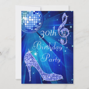 Invitation Blue Disco Ball and Heels 30e anniversaire
