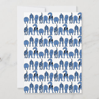 Invitation Blue Dog Butts Pattern