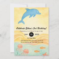 Blue Dolphin & Jellyfish Ocean Scene Anniversaire