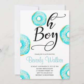 Invitation Blue Donut Oh Baby Boys Baby shower
