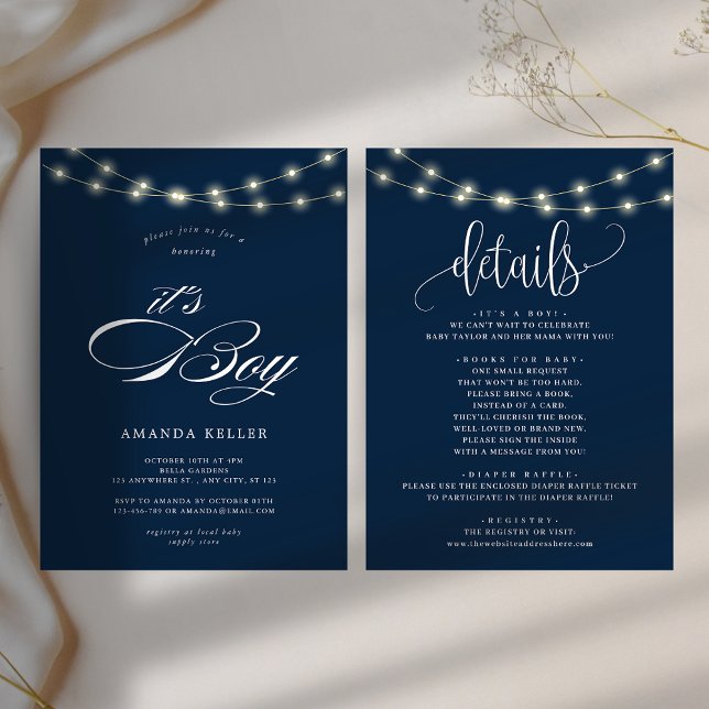 Invitation Blue Elegant Minimalist c'est Baby shower garçon (Créateur téléchargé)