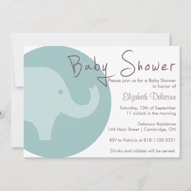 Invitation Blue Elephant C'est un garçon Baby shower Invitati (Devant)