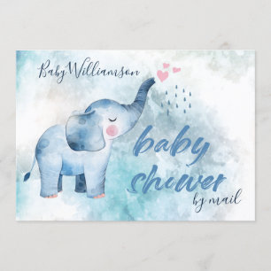 Invitation Blue Elephant Long Distance Baby shower Par Mail